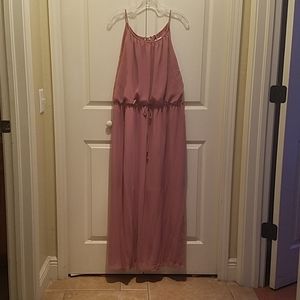 Mauve pink strappy maxi dress